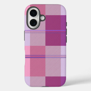Étui iPhone à carreaux en twill rose violet esthét
