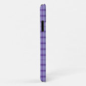 Étui iPhone à carreaux violet avec monogramme (Dos/Droite)