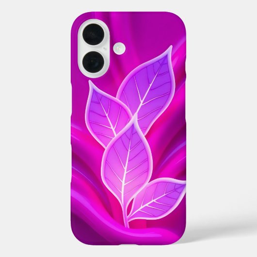 Étui iPhone à feuilles rose néon (Verso)