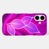 Étui iPhone à feuilles rose néon (Verso (horizontal))