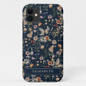 Étui iPhone à fleurs bleu marine Monogram (Dos)