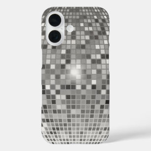 Étui iPhone à grille de miroir boule disco argenté