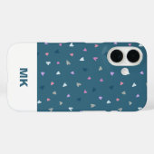 Étui iPhone à monogramme moderne Cœurs (Verso (horizontal))