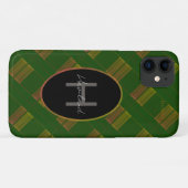 Étui iPhone à monogramme Plaid HAMbWG (Dos (Horizontal))