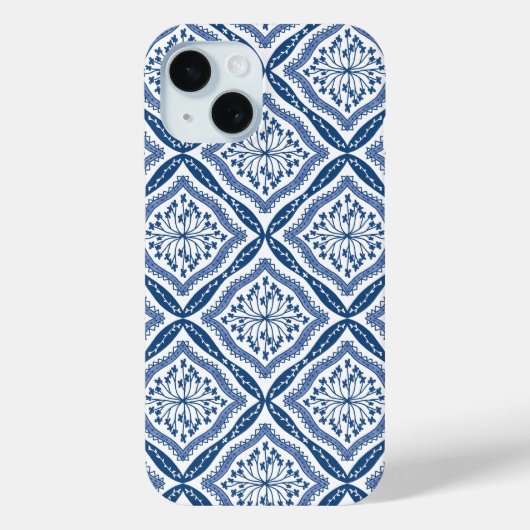 Étui iPhone à motif bleu et blanc (Verso)