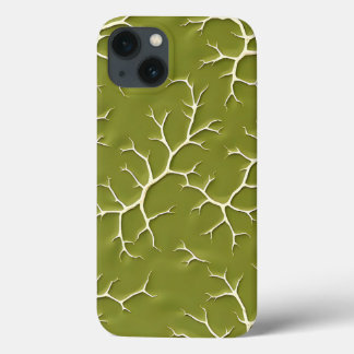 Étui iPhone à motif de branche vert olive