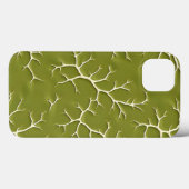 Étui iPhone à motif de branche vert olive (Verso (horizontal))
