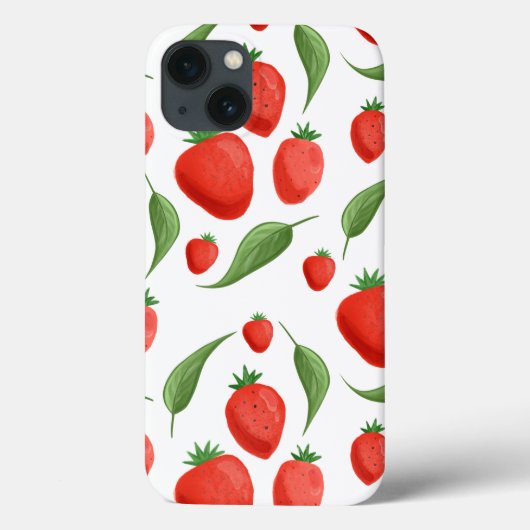Étui iPhone à motif de feuille de fraise fraîche (Verso)