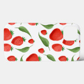 Étui iPhone à motif de feuille de fraise fraîche (Verso (horizontal))