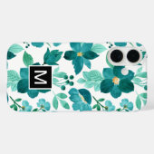 Étui iPhone à motif fleur bleue Monogram (Verso (horizontal))