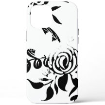 Étui iPhone à motif floral délavé noir et blanc