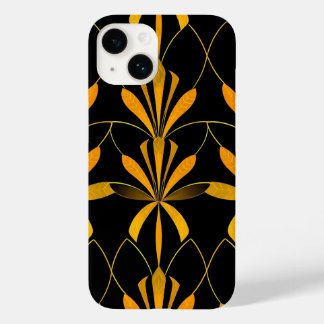 Étui iPhone à motif floral noir or rétro
