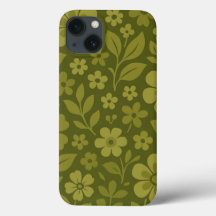 Étui iPhone à motif floral rétro vert