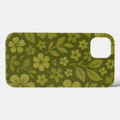 Étui iPhone à motif floral rétro vert (Verso (horizontal))