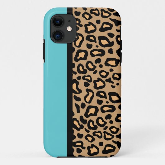 Étui iPhone à motif léopard turquoise Rétro Cadeau (Dos)