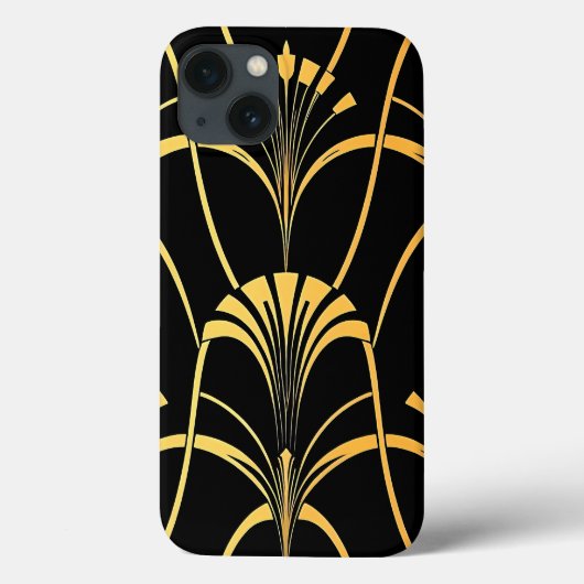 Étui iPhone à motif noir et or Art Déco (Verso)