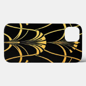 Étui iPhone à motif noir et or Art Déco (Verso (horizontal))