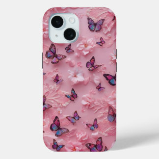 Étui iPhone à motif papillon rose rêveur