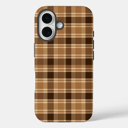 Étui iPhone à motif tartan marron esthétique (Verso)