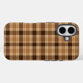 Étui iPhone à motif tartan marron esthétique (Verso (horizontal))