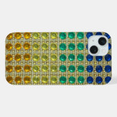 Étui iPhone à paillettes vert jaune bleu scintilla (Verso Horizontal)