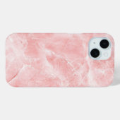 Étui iPhone à texture de marbre rose doux (Verso (horizontal))
