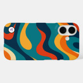 Étui iPhone abstrait moderne à motif ondulé rétro (Verso (horizontal))