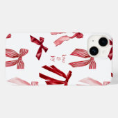 Étui iPhone aquarelle à ruban rouge (Verso (horizontal))
