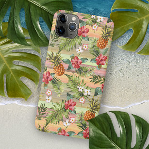 Etui iPhone 13 Pro Aquarelle florale d'ananas tropicale Motif