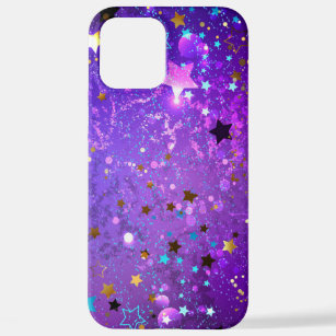 Coque iPhone Arrière - plan de feuille violet avec étoiles