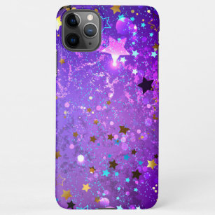 Coque iPhone Arrière - plan de feuille violet avec étoiles