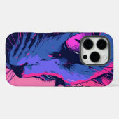 Étui iPhone Art Abstrait Loup Néon – Cyberpun Bold (Verso (horizontal))