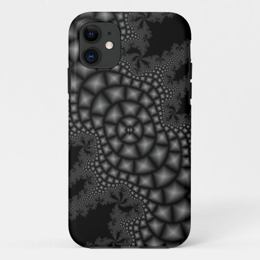 étui iphone art fractal noir et blanc (Dos)