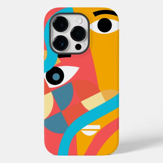 Étui iPhone Art Visage Couleur Vif Abstrait (Verso)