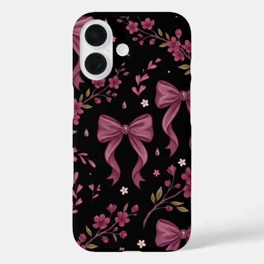 Étui iPhone aux nœuds roses et au thème esthétique (Verso)