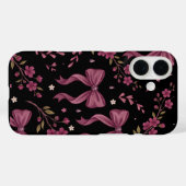 Étui iPhone aux nœuds roses et au thème esthétique (Verso (horizontal))
