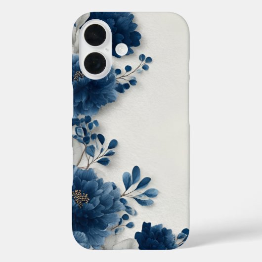 Étui iPhone aux pivoines bleu marine (Verso)