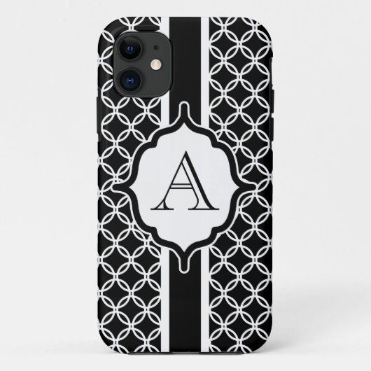 Étui iPhone avec monogramme en dentelle noire (Dos)