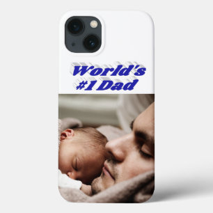 Étui iPhone avec photo de papa en texte bleu
