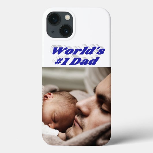 Étui iPhone avec photo de papa en texte bleu (Verso)