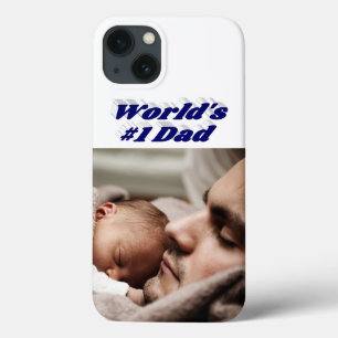 Étui iPhone avec photo de papa texte bleu foncé