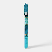 Étui iPhone bleu sarcelle or turquoise Nom personn (Côté gauche)