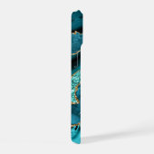 Étui iPhone bleu sarcelle or turquoise Nom personn (Côté droit)