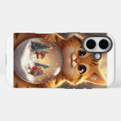 Étui iPhone Boule à Neige Noël Chat Mignon (Verso (horizontal))