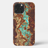 Etui iPhone Brown Aqua Turquoise Green Geode Marble Art (Back)