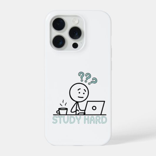 Étui iPhone Cartoon Motivant Study Hard Stickman (Verso)