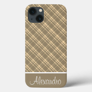 Étui iPhone Case-Mate à carreaux vert kaki et brun