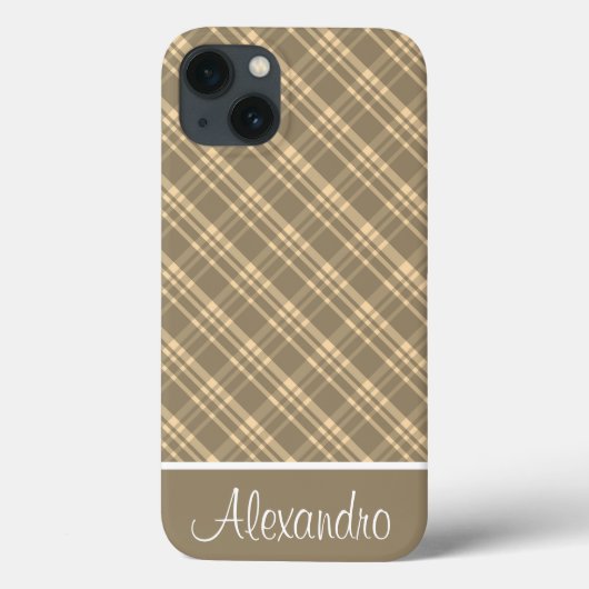 Étui iPhone Case-Mate à carreaux vert kaki et brun (Verso)