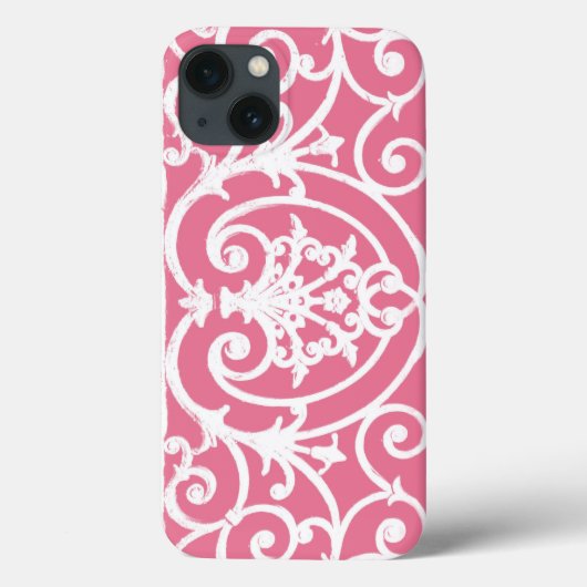 Étui iPhone Case-Mate à motif de volutes rose et b (Verso)