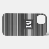 Étui iPhone Case-Mate à rayures grises et monogram (Verso (horizontal))